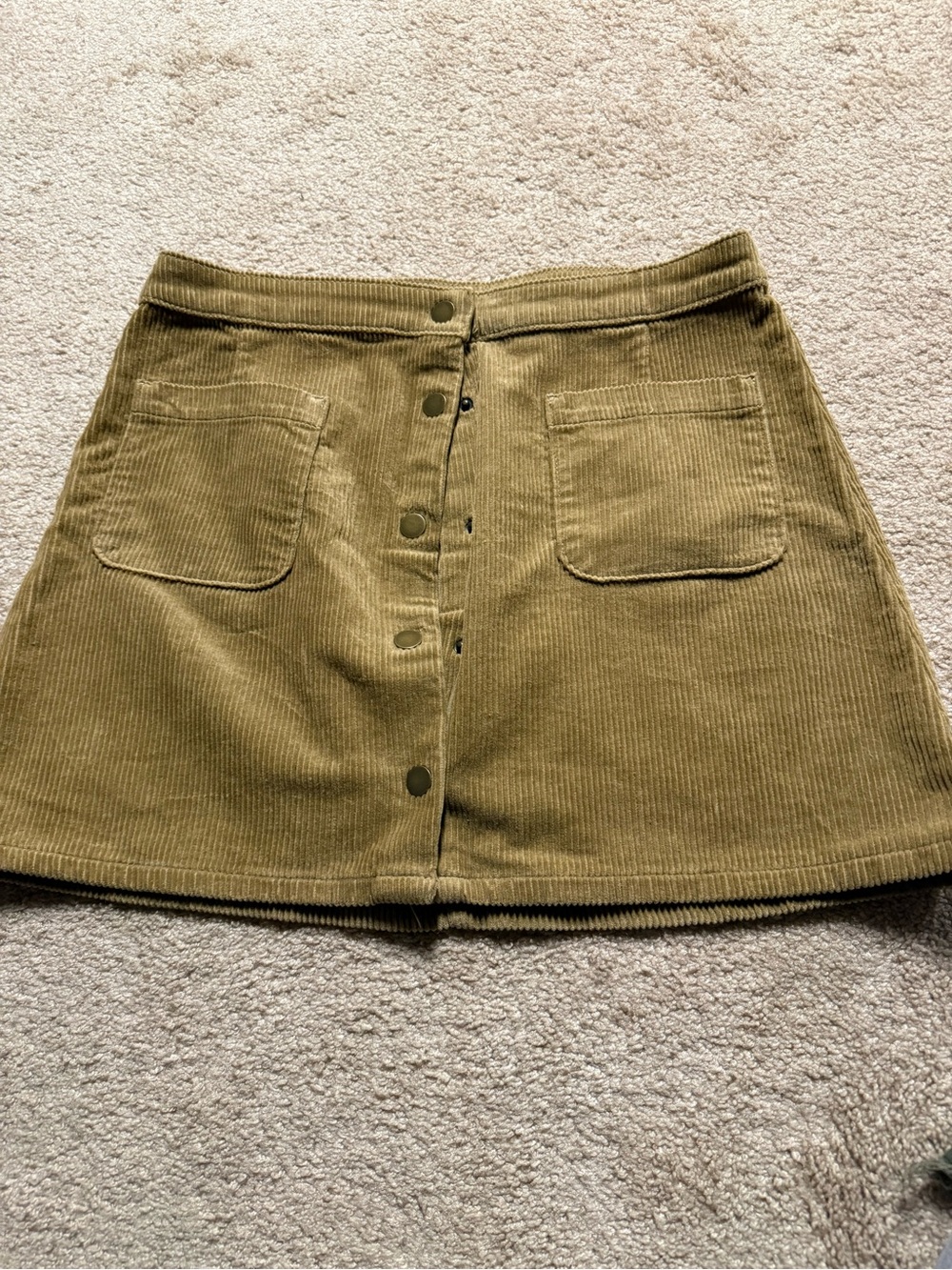 Arizona Jean Company Olive Corduroy Button-Front Mini Skirt